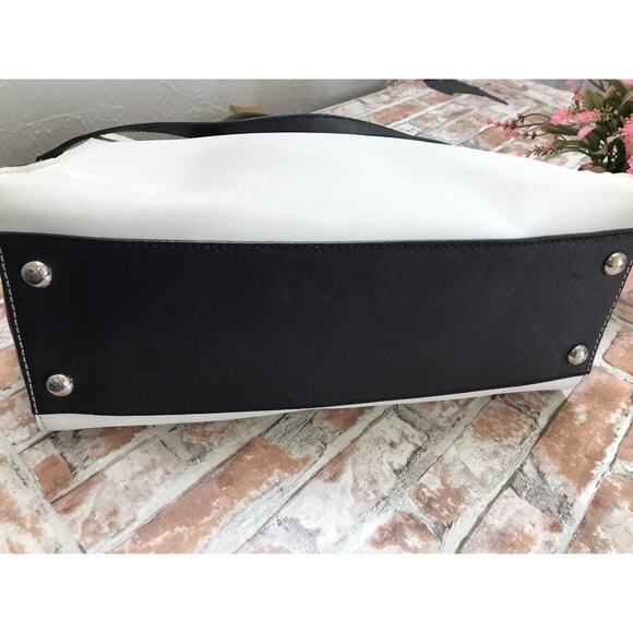 MICHAEL KORS MK Riley Optic White Stitched Leather Large Satchel Crossbody Bag - Picture 7 of 11